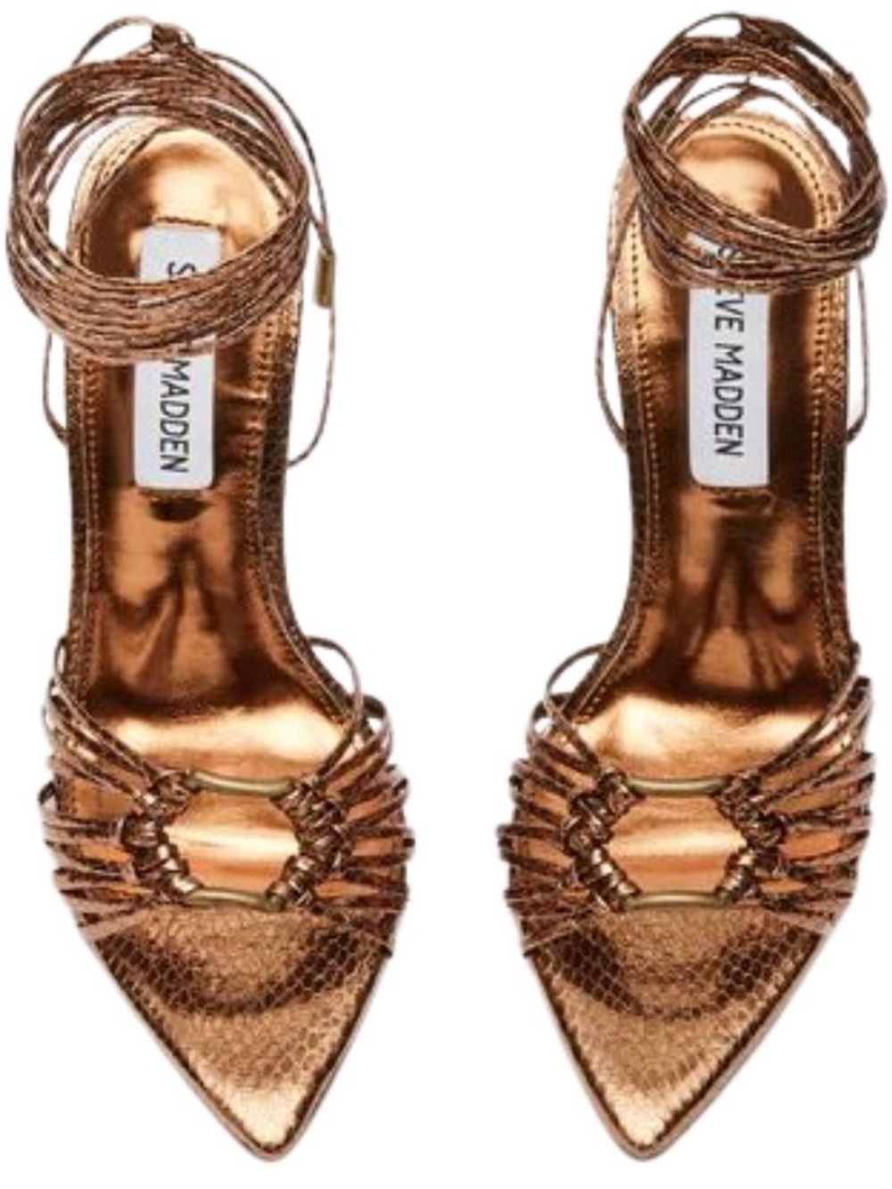 Steve Madden Metallic Copper Strappy Pointed-Toe Heels